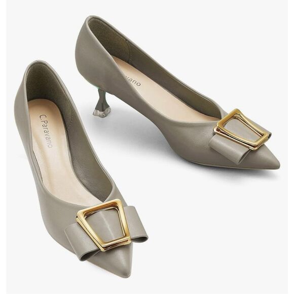 C.Paravano Shoes - C.Paravano Women's Kitten Heel Pumps-Pointed Toe Wedding Shoes